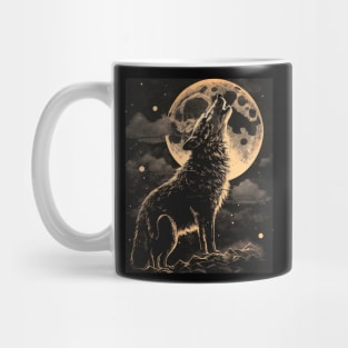 Howling Wolf At The Moon Vintage Wolf For Wolf Lovers Mug
